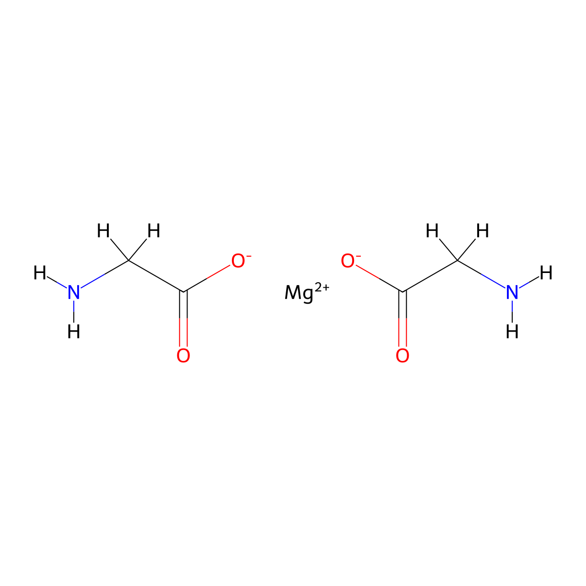 Magnesium Glycinate molecular structure, CAS 14783-68-7