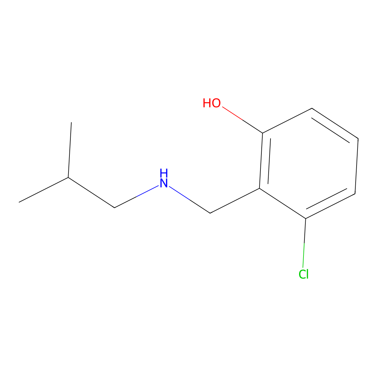 3-Chloro-2-{[(2-methylpropyl)amino]methyl}phenol molecular structure, CAS 1478300-98-9
