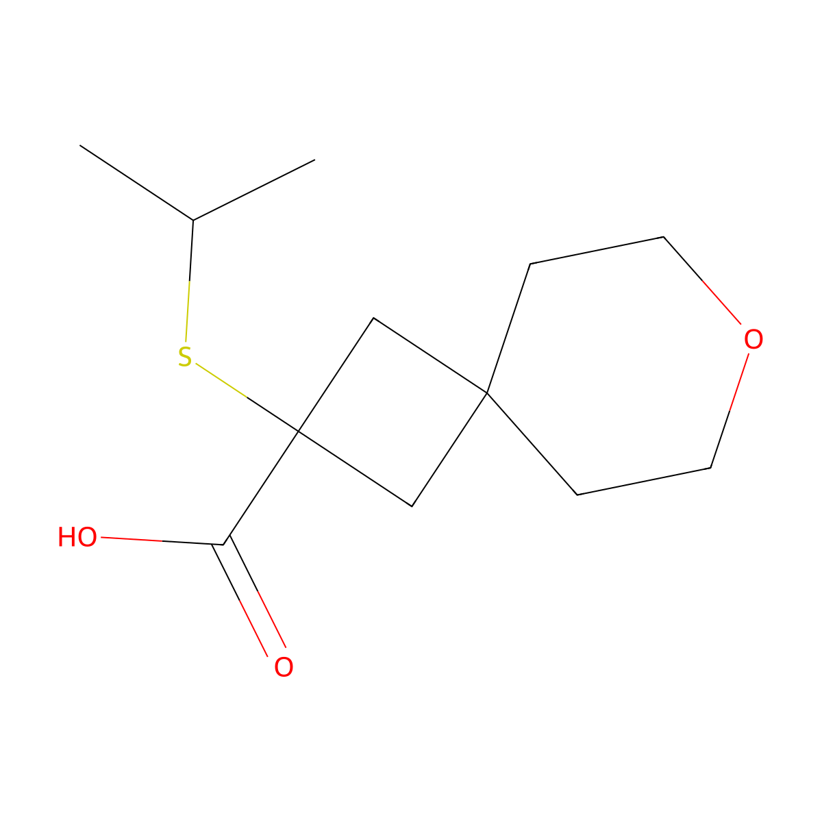 2-(Isopropylthio)-7-oxaspiro[3.5]nonane-2-carboxylic acid molecular structure, CAS 1478304-76-5