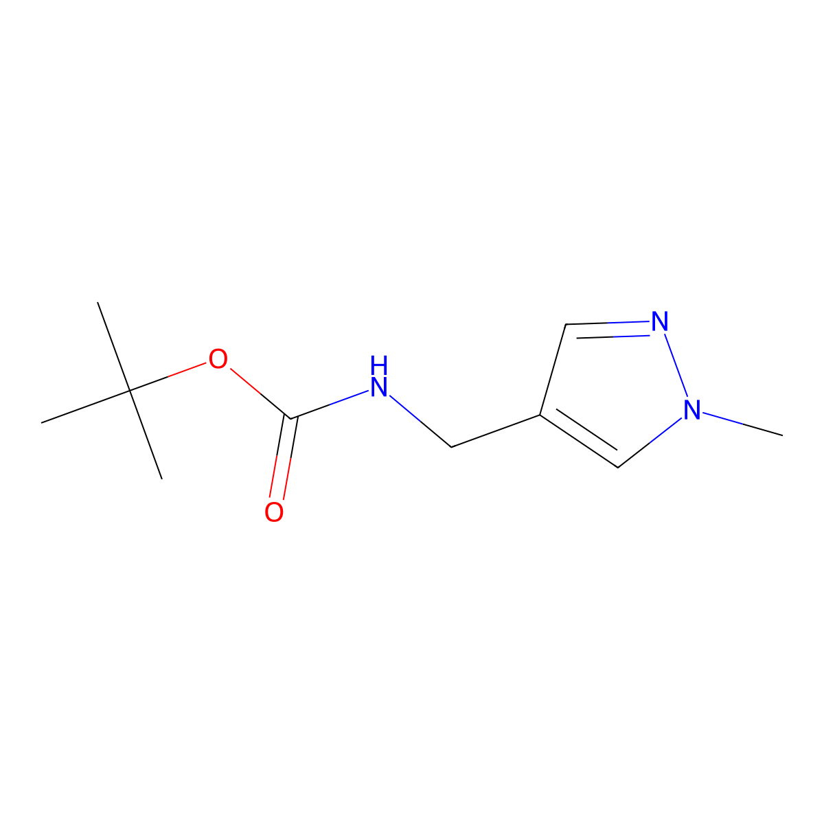 tert-butyl ((1-methyl-1H-pyrazol-4-yl)methyl)carbamate molecular structure, CAS 1478310-20-1