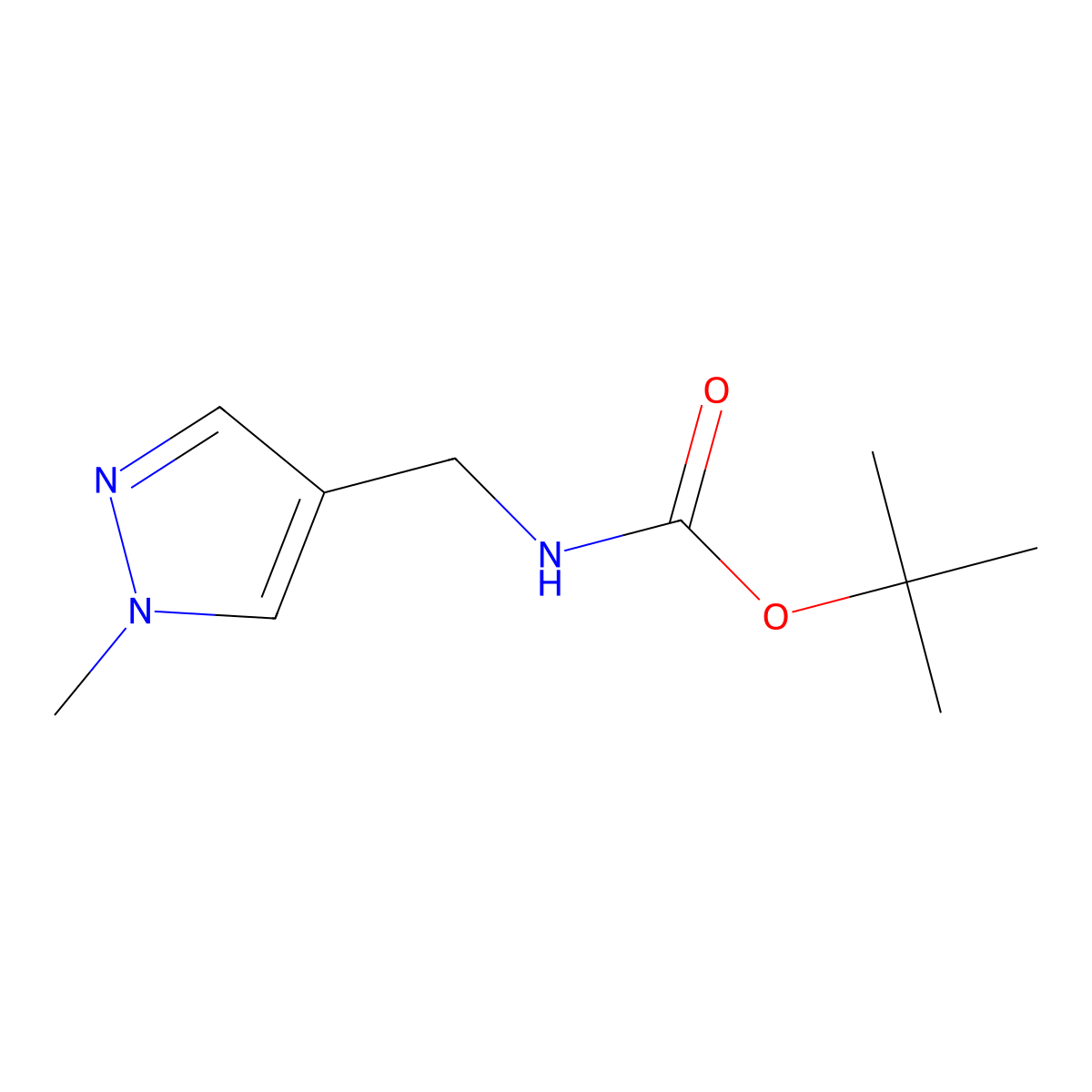 tert-butyl ((1-methyl-1H-pyrazol-4-yl)methyl)carbamate molecular structure, CAS 1478310-20-1