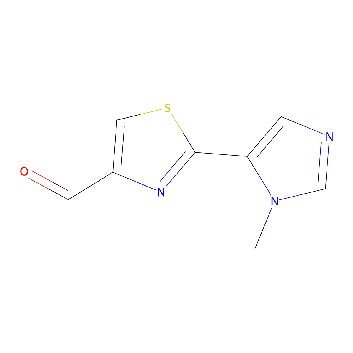 2-(1-methyl-1H-imidazol-5-yl)thiazole-4-carbaldehyde molecular structure, CAS 1478310-57-4