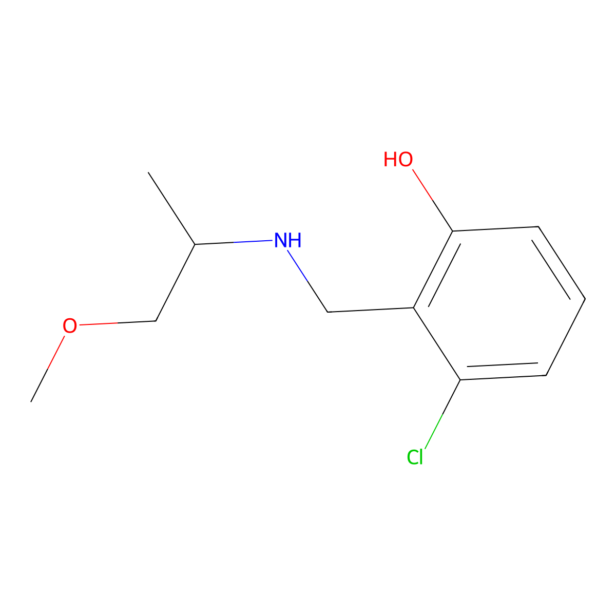 3-Chloro-2-{[(1-methoxypropan-2-yl)amino]methyl}phenol molecular structure, CAS 1478313-85-7