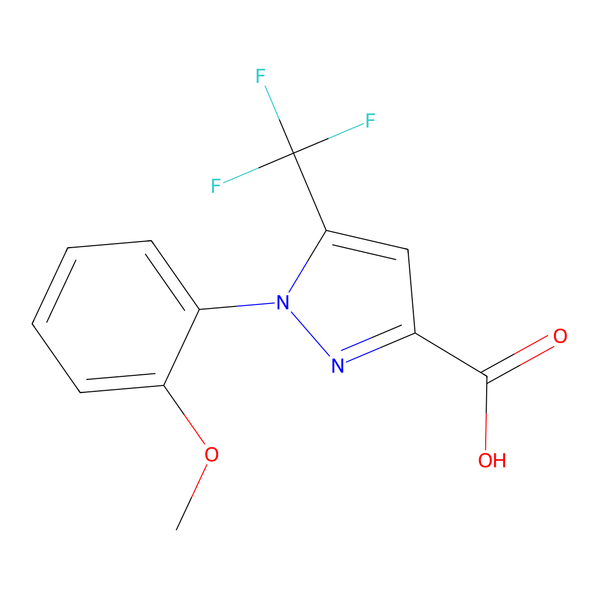 1-(2-Methoxyphenyl)-5-(trifluoromethyl)-1H-pyrazole-3-carboxylic acid molecular structure, CAS 1478326-72-5