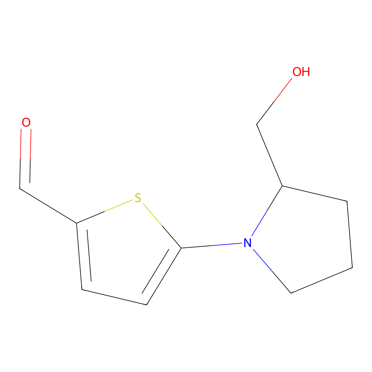 5-[2-(Hydroxymethyl)pyrrolidin-1-yl]thiophene-2-carbaldehyde molecular structure, CAS 1478330-02-7