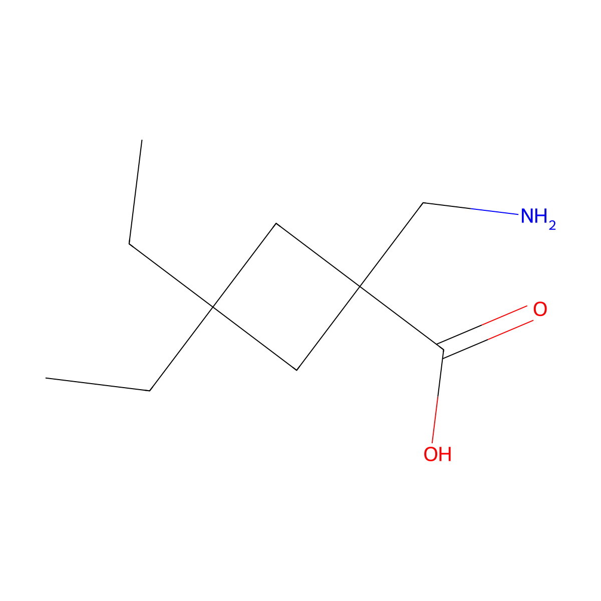 1-(Aminomethyl)-3,3-diethylcyclobutane-1-carboxylic acid molecular structure, CAS 1478337-75-5