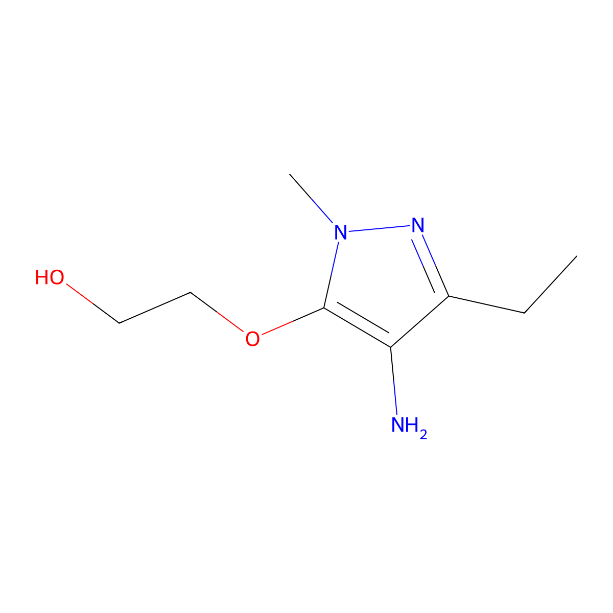 2-((4-Amino-3-ethyl-1-methyl-1h-pyrazol-5-yl)oxy)ethan-1-ol molecular structure, CAS 1478340-46-3