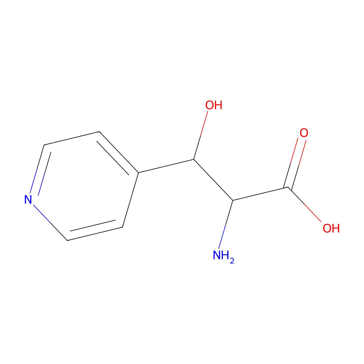 2-Amino-3-hydroxy-3-(pyridin-4-yl)propanoic acid molecular structure, CAS 1478356-78-3