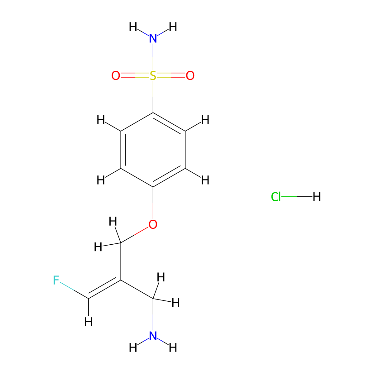 (Z)-4-((2-(Aminomethyl)-3-fluoroallyl)oxy)benzenesulfonamide hydrochloride molecular structure, CAS 1478364-87-2