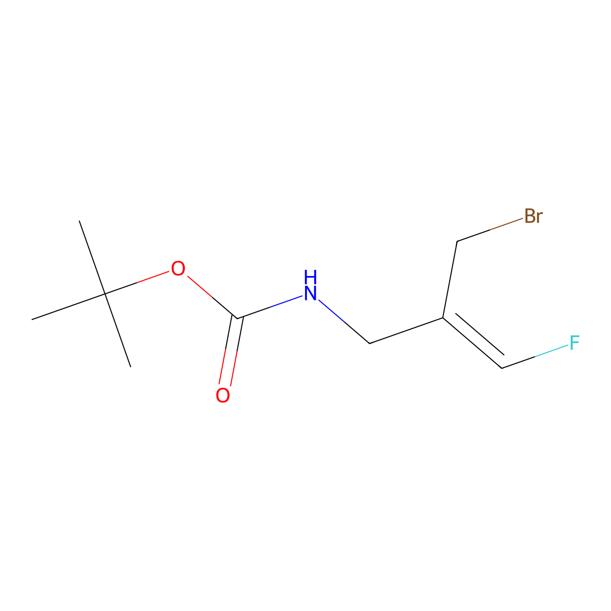 Tert-butyl (2-(bromomethyl)-3-fluoroallyl)carbamate molecular structure, CAS 1478364-88-3