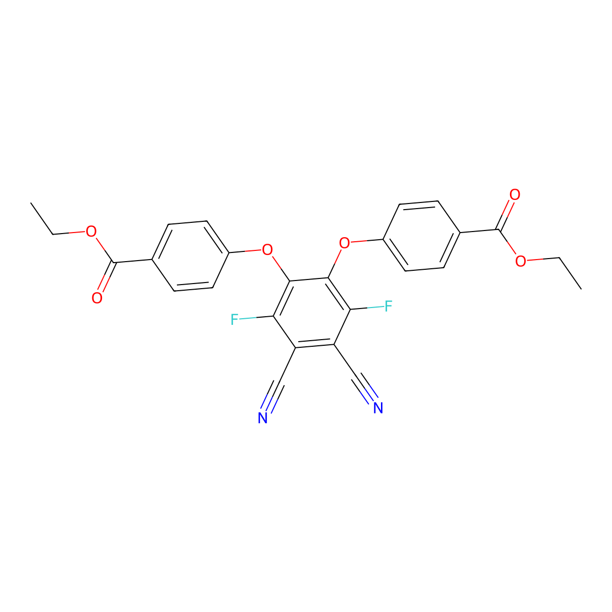 Diethyl 4,4'-((4,5-dicyano-3,6-difluoro-1,2-phenylene)bis(oxy))dibenzoate molecular structure, CAS 147839-15-4