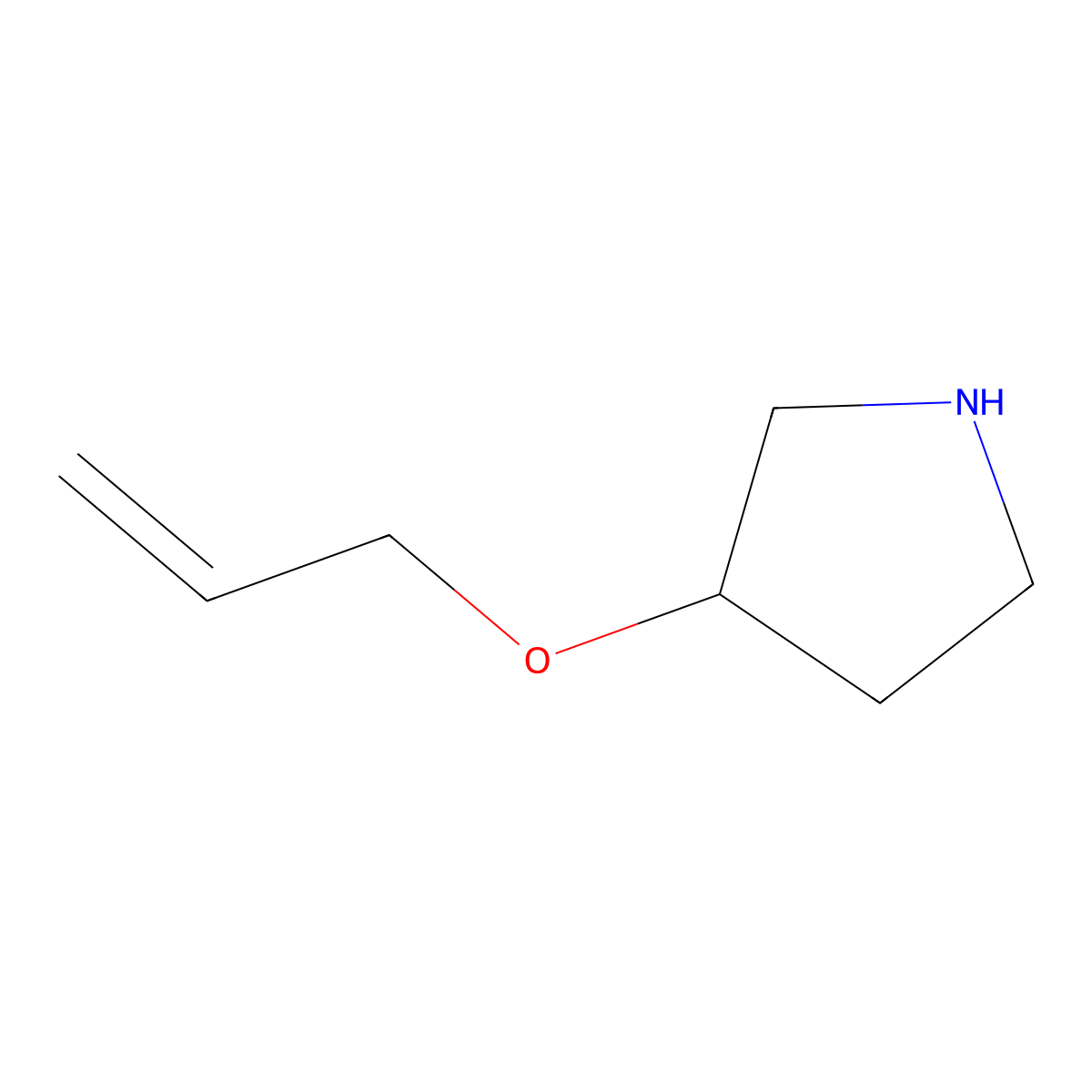(3R)-3-(prop-2-en-1-yloxy)pyrrolidine molecular structure, CAS 1478400-06-4