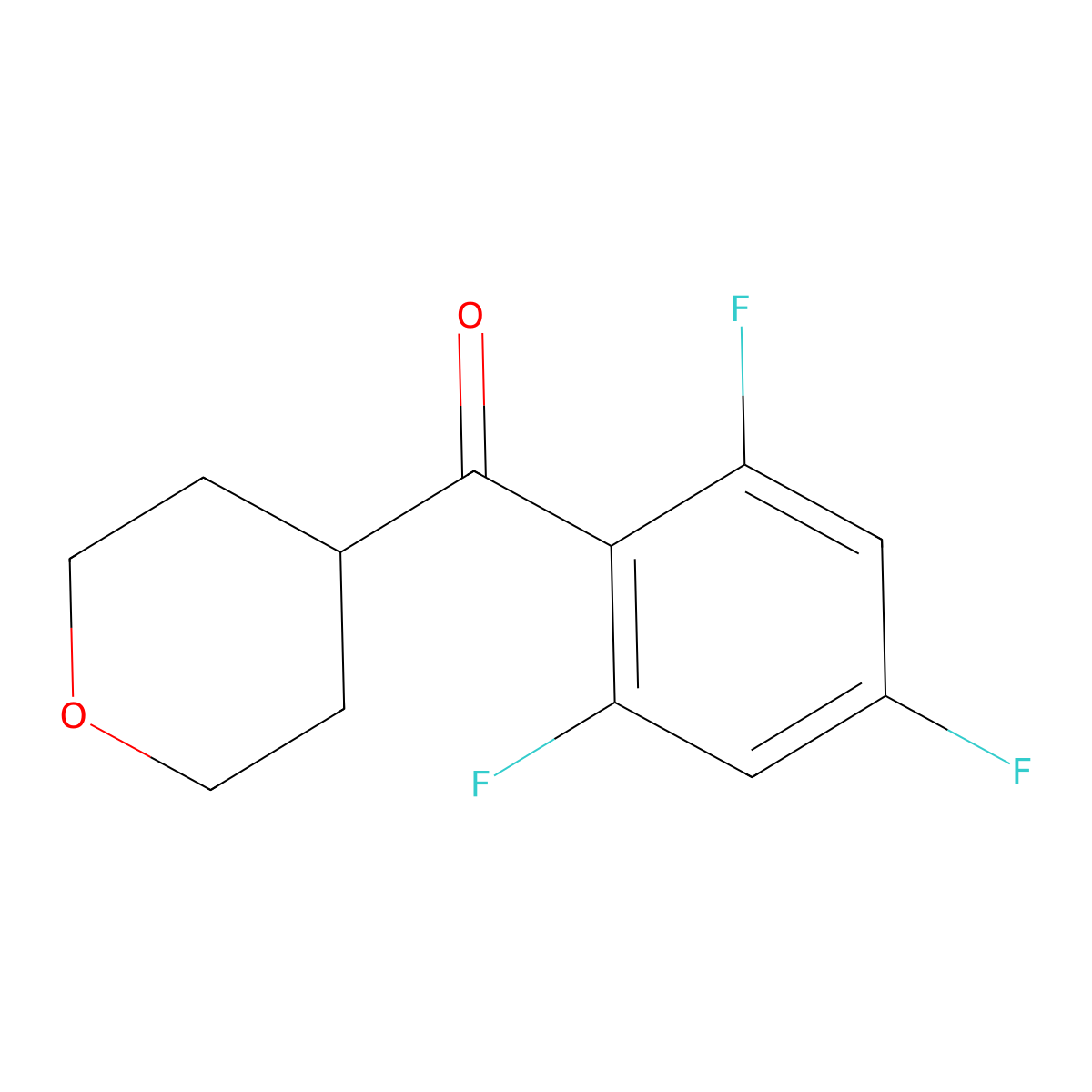 (Tetrahydro-2H-pyran-4-yl)(2,4,6-trifluorophenyl)methanone molecular structure, CAS 1478408-61-5