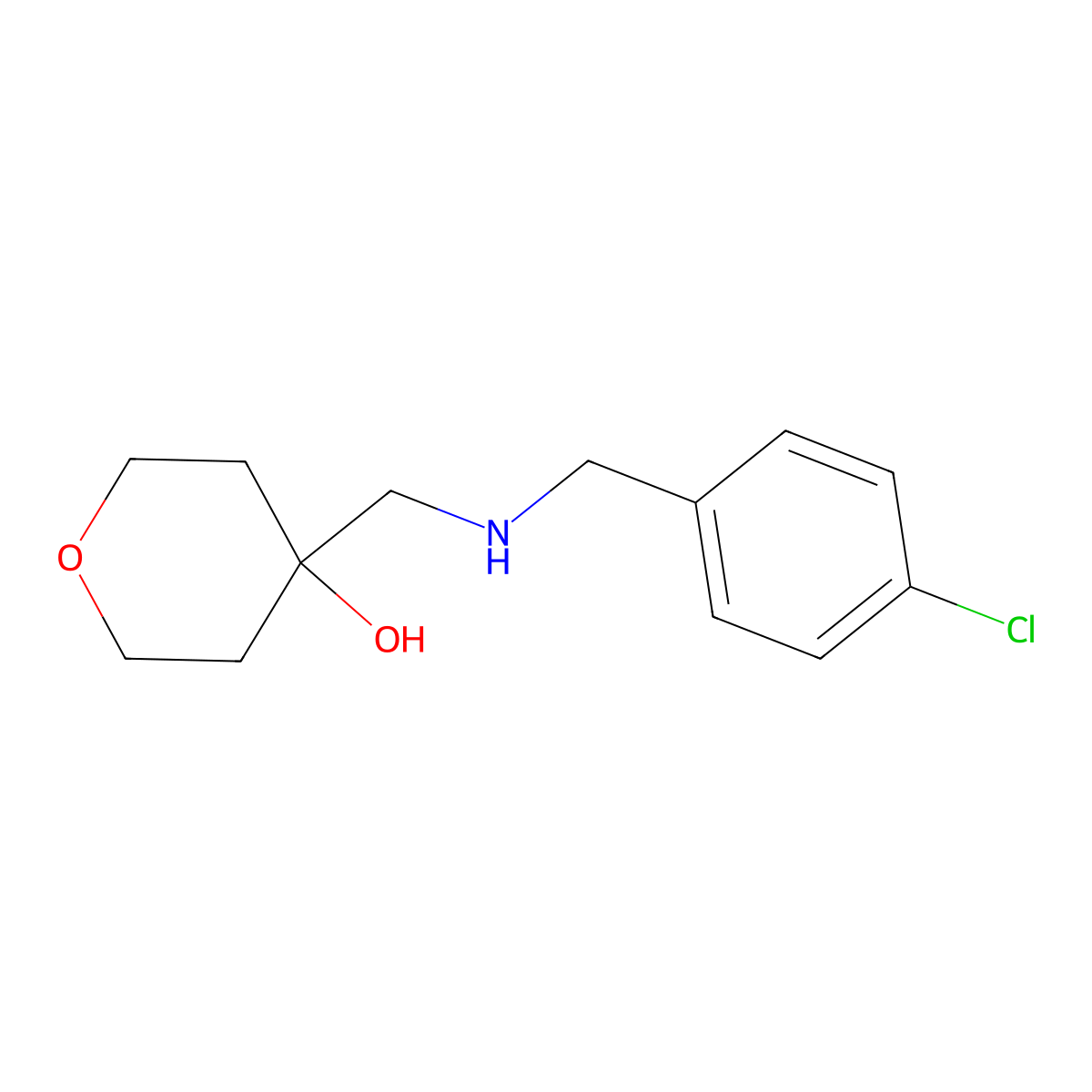 4-({[(4-Chlorophenyl)methyl]amino}methyl)oxan-4-ol molecular structure, CAS 1478411-49-2