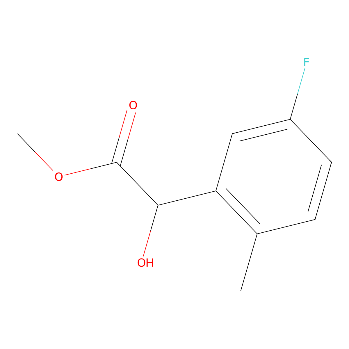 Methyl 2-(5-fluoro-2-methylphenyl)-2-hydroxyacetate molecular structure, CAS 1478424-26-8