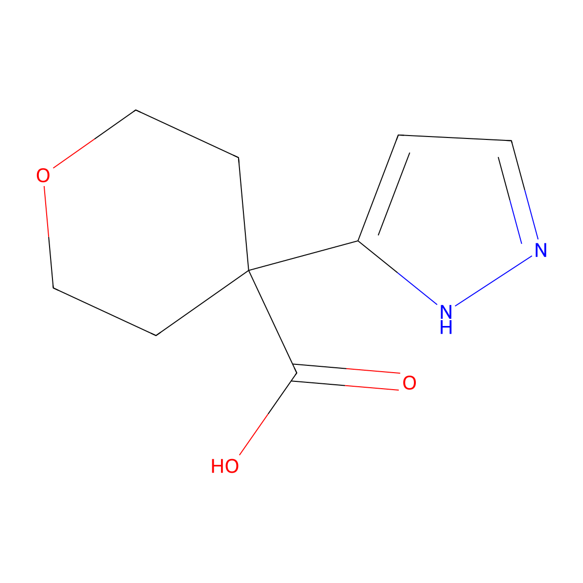 4-(1H-pyrazol-3-yl)oxane-4-carboxylic acid molecular structure, CAS 1478425-38-5