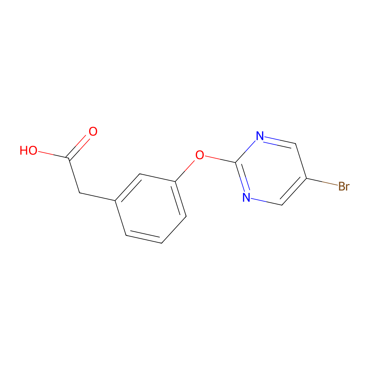 2-{3-[(5-Bromopyrimidin-2-yl)oxy]phenyl}acetic acid molecular structure, CAS 1478430-37-3