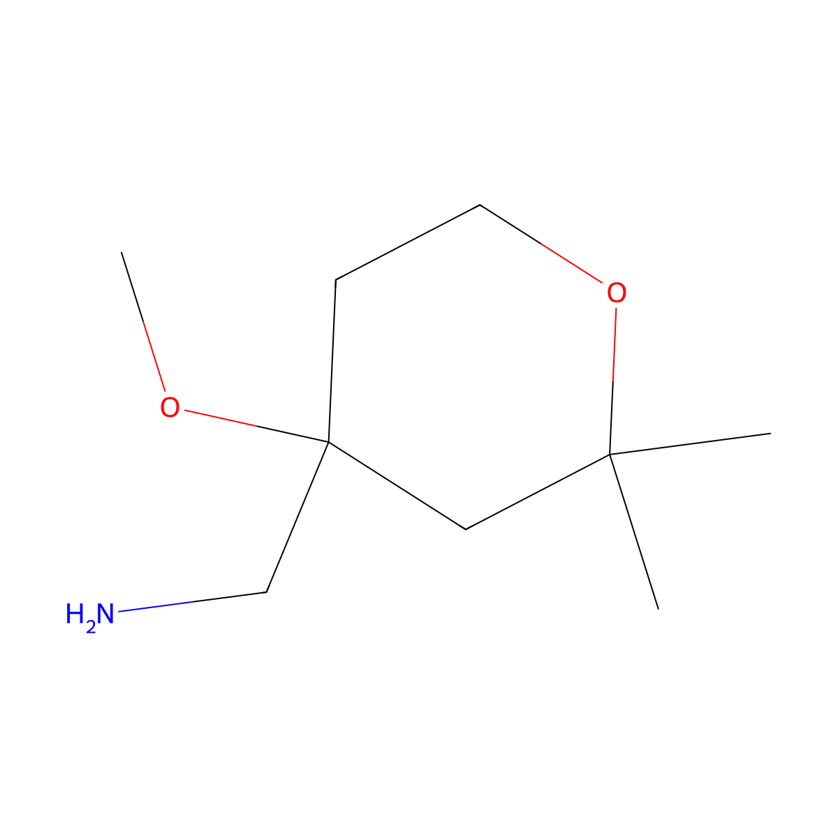 (4-Methoxy-2,2-dimethyloxan-4-yl)methanamine molecular structure, CAS 1478448-82-6