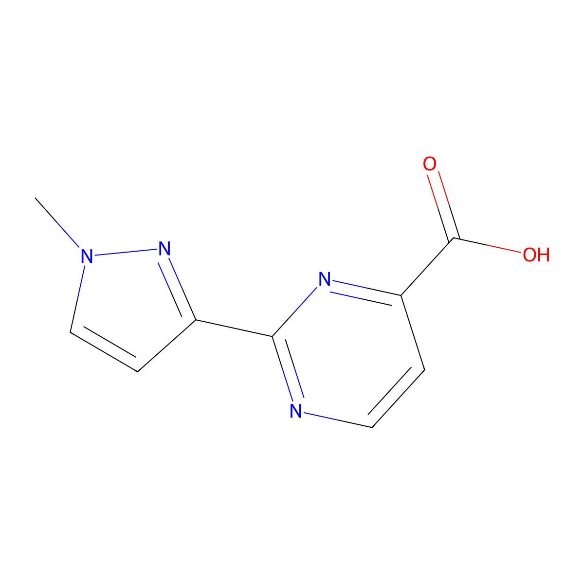 2-(1-methyl-1H-pyrazol-3-yl)pyrimidine-4-carboxylic acid molecular structure, CAS 1478464-51-5