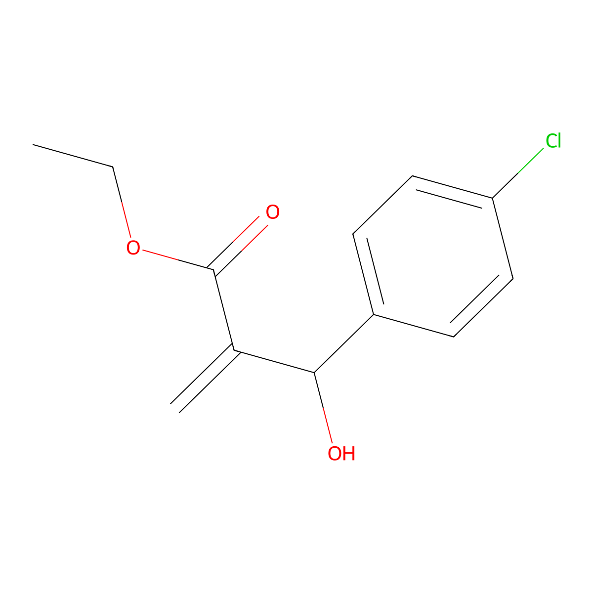 Ethyl 3-(4-chlorophenyl)-3-hydroxy-2-methylenepropanoate molecular structure, CAS 147849-98-7