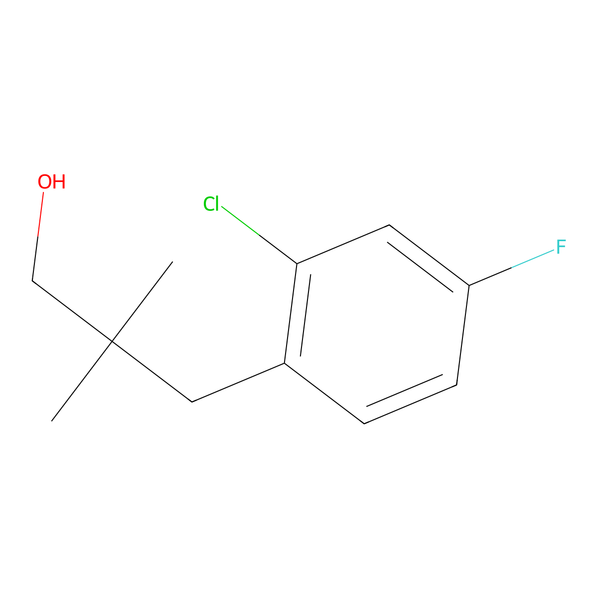 3-(2-Chloro-4-fluorophenyl)-2,2-dimethylpropan-1-ol molecular structure, CAS 1478501-26-6