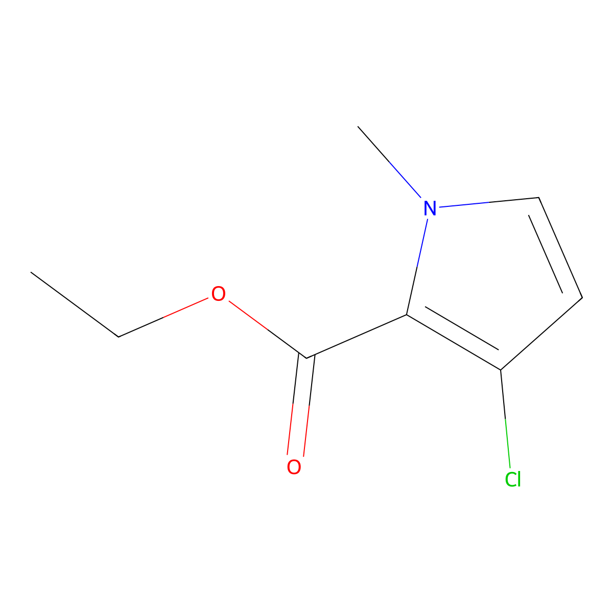 Ethyl 3-chloro-1-methyl-1H-pyrrole-2-carboxylate molecular structure, CAS 1478503-37-5