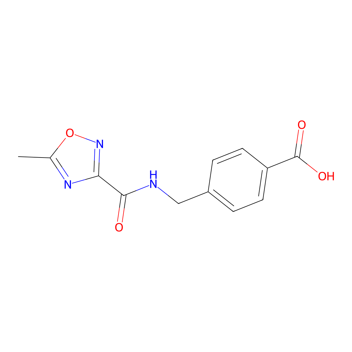 4-((5-Methyl-1,2,4-oxadiazole-3-carboxamido)methyl)benzoic acid molecular structure, CAS 1478511-05-5