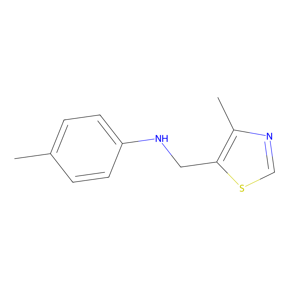 4-methyl-N-[(4-methyl-1,3-thiazol-5-yl)methyl]aniline molecular structure, CAS 1478511-72-6