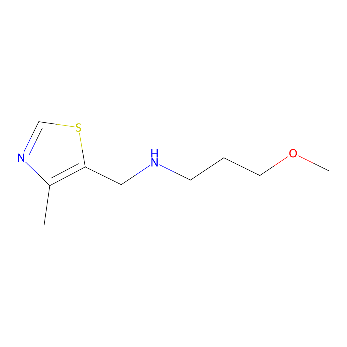 3-Methoxy-N-((4-methylthiazol-5-yl)methyl)propan-1-amine molecular structure, CAS 1478550-47-8