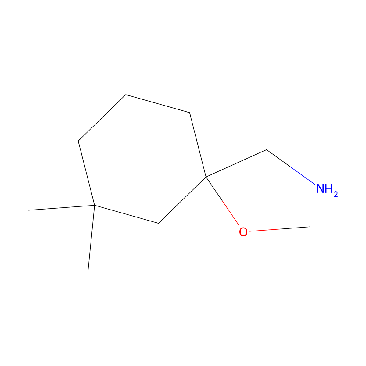 (1-Methoxy-3,3-dimethylcyclohexyl)methanamine molecular structure, CAS 1478568-22-7