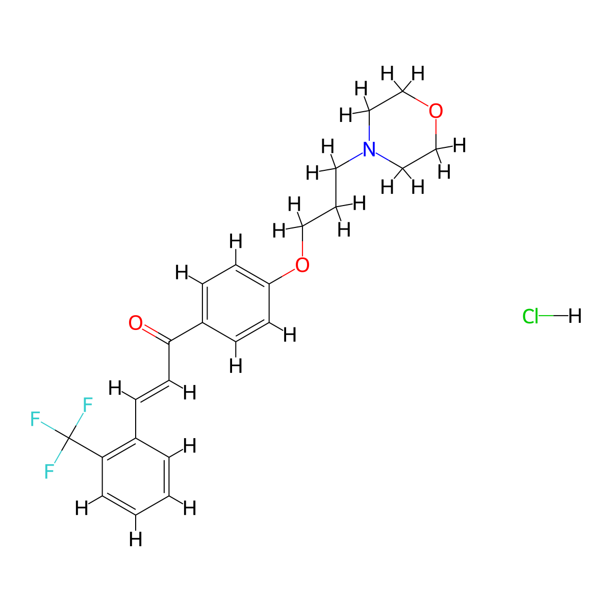 (E)-1-[4-(3-morpholin-4-ylpropoxy)phenyl]-3-[2-(trifluoromethyl)phenyl]prop-2-en-1-one;hydrochloride molecular structure, CAS 1478585-60-2