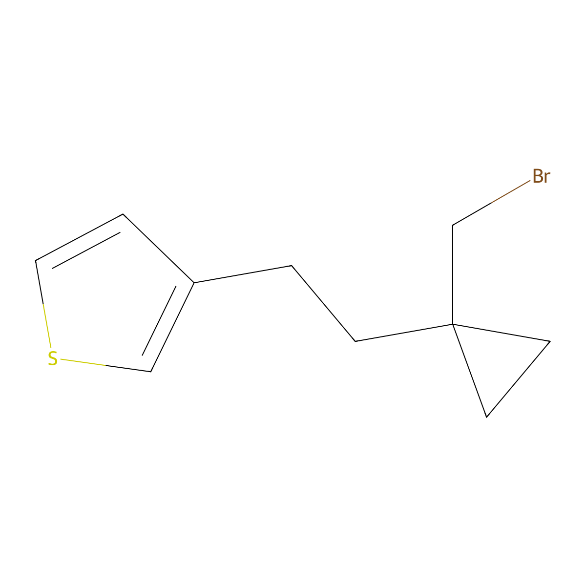 3-(2-(1-(Bromomethyl)cyclopropyl)ethyl)thiophene molecular structure, CAS 1478606-30-2