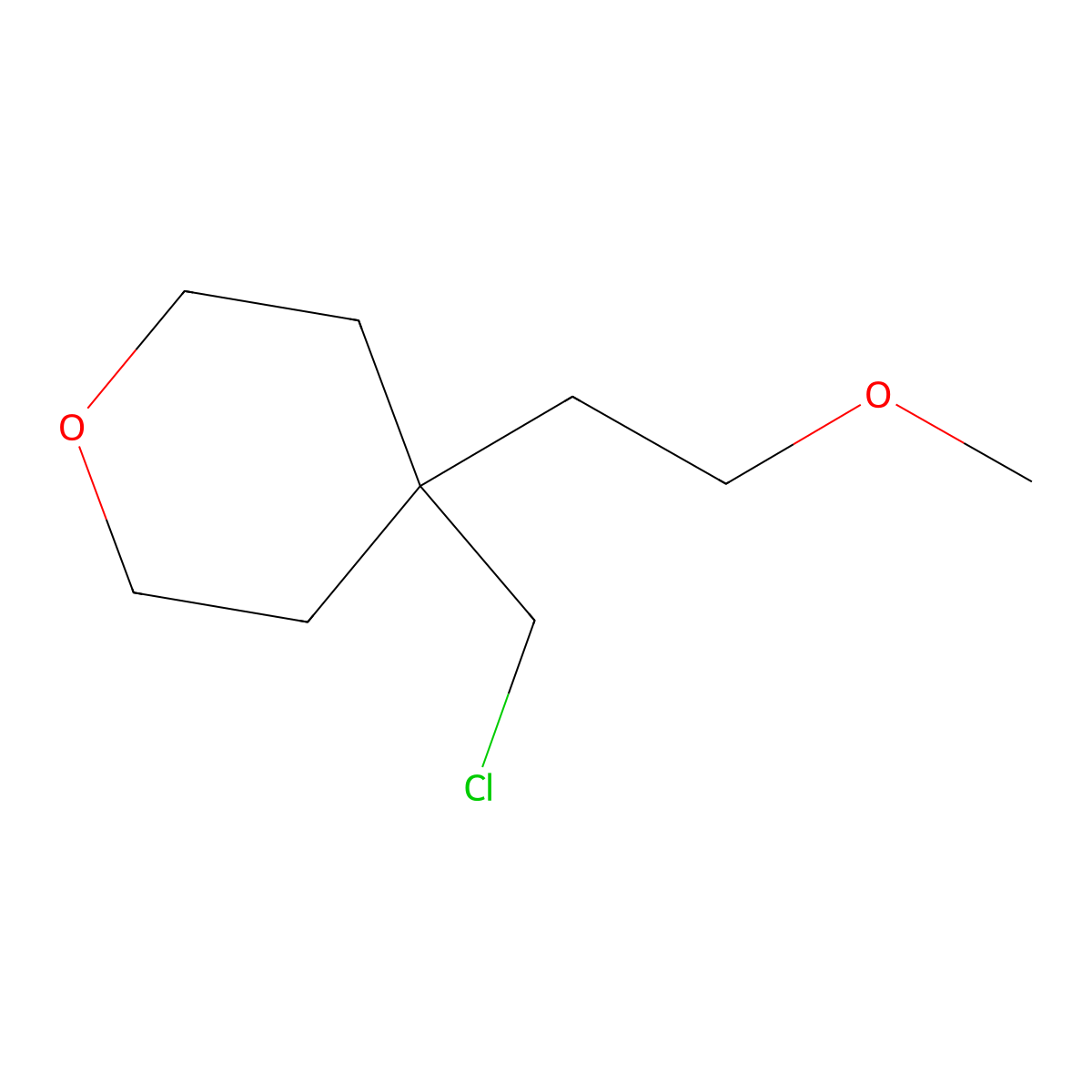 4-(Chloromethyl)-4-(2-methoxyethyl)oxane molecular structure, CAS 1478612-69-9