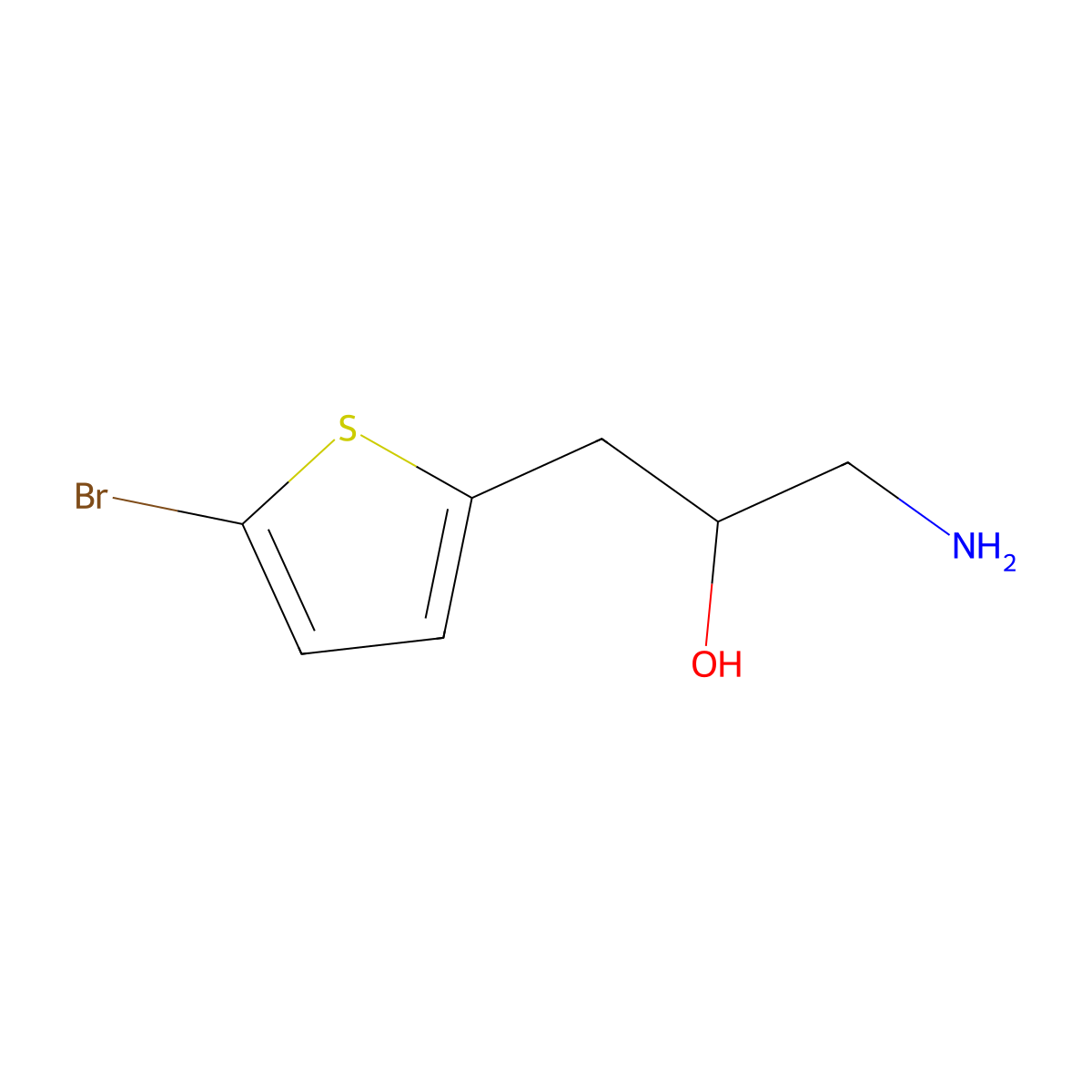 1-Amino-3-(5-bromothiophen-2-yl)propan-2-ol molecular structure, CAS 1478624-92-8