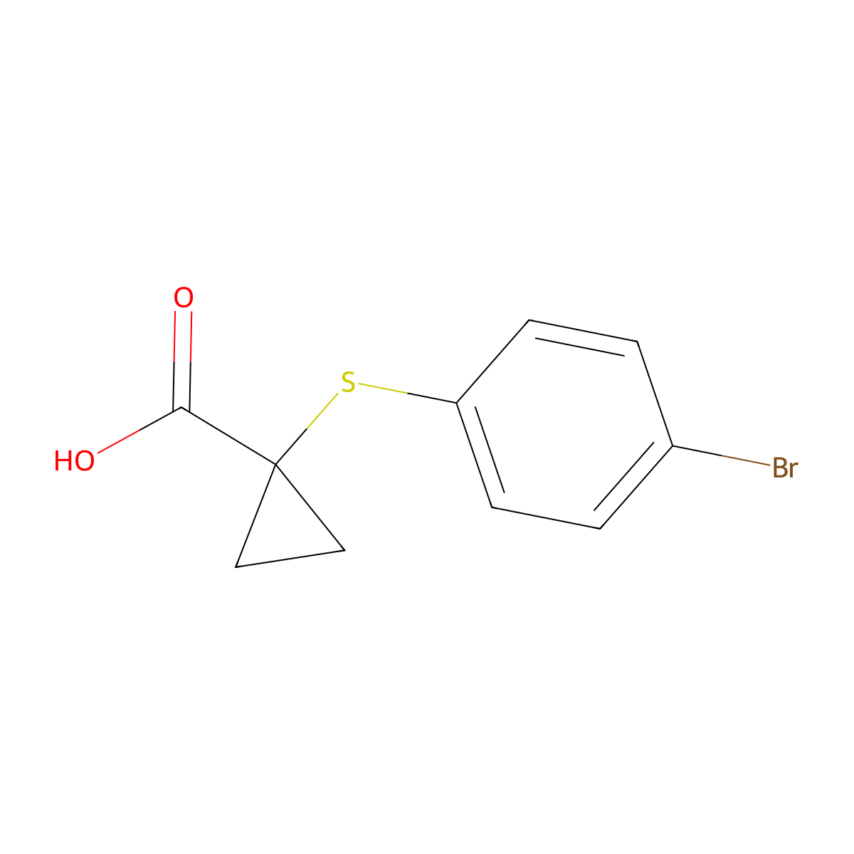 1-[(4-Bromophenyl)sulfanyl]cyclopropane-1-carboxylic acid molecular structure, CAS 1478627-32-5