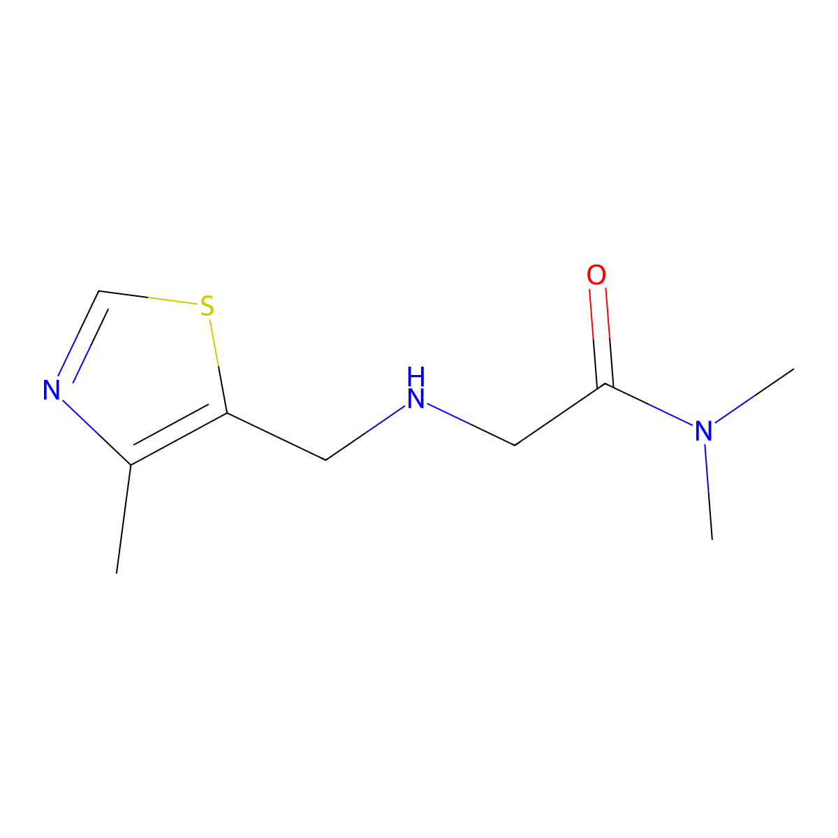 N,N-Dimethyl-2-{[(4-methyl-1,3-thiazol-5-yl)methyl]amino}acetamide molecular structure, CAS 1478628-57-7