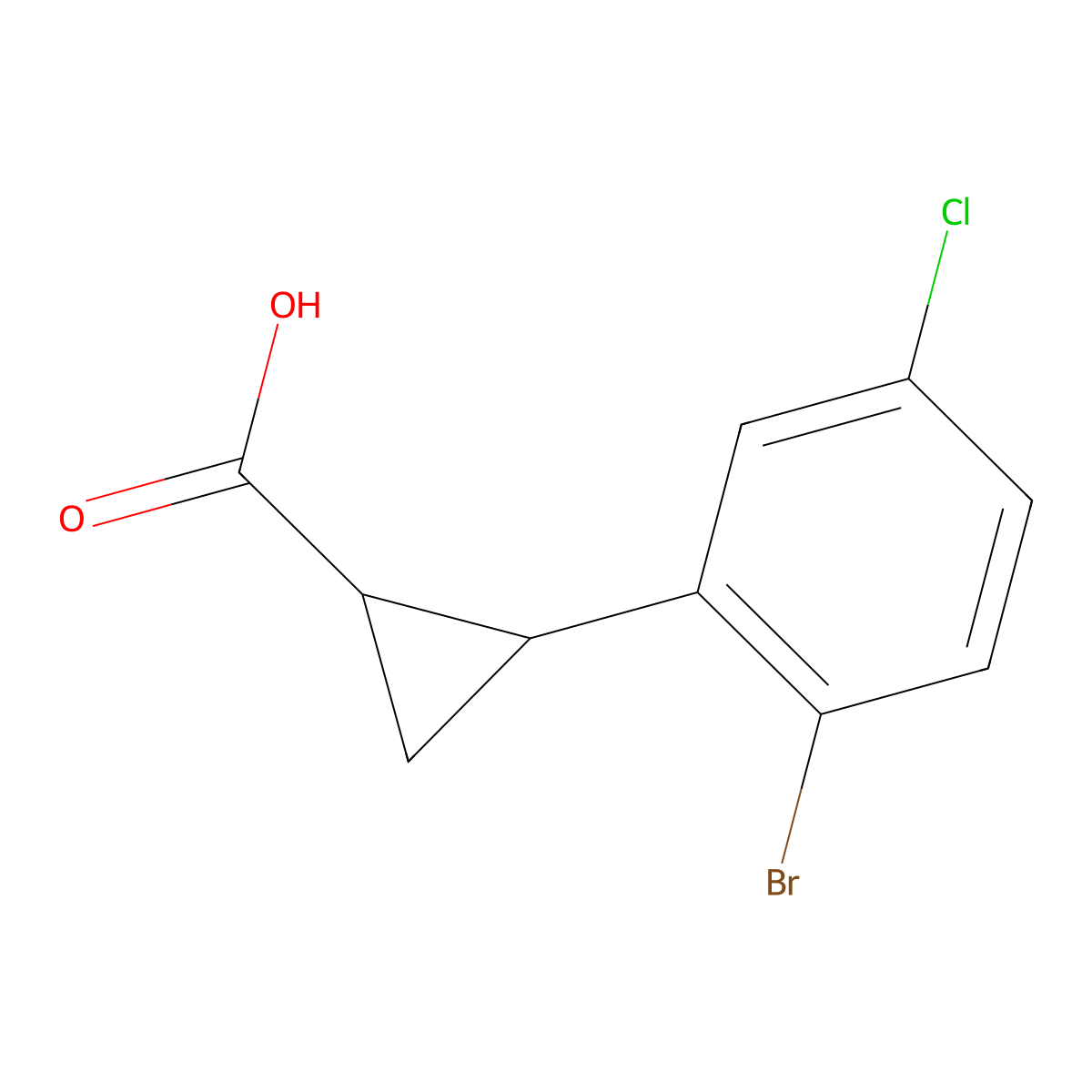 2-(2-Bromo-5-chlorophenyl)cyclopropane-1-carboxylic acid molecular structure, CAS 1478653-62-1