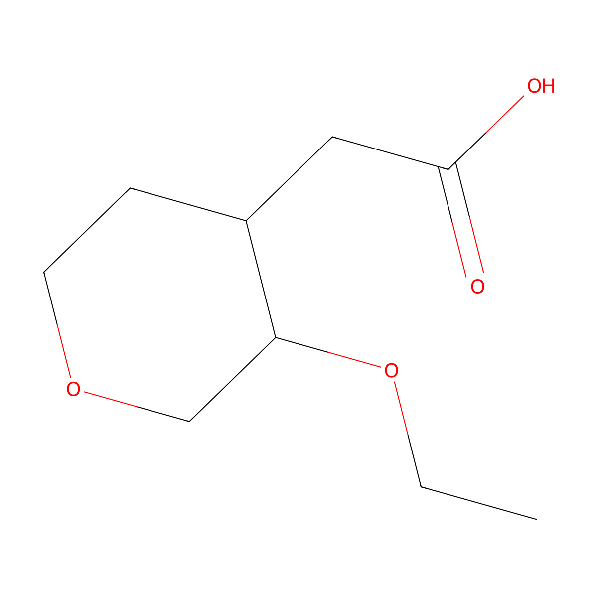 2-(3-Ethoxyoxan-4-yl)acetic acid molecular structure, CAS 1478666-81-7