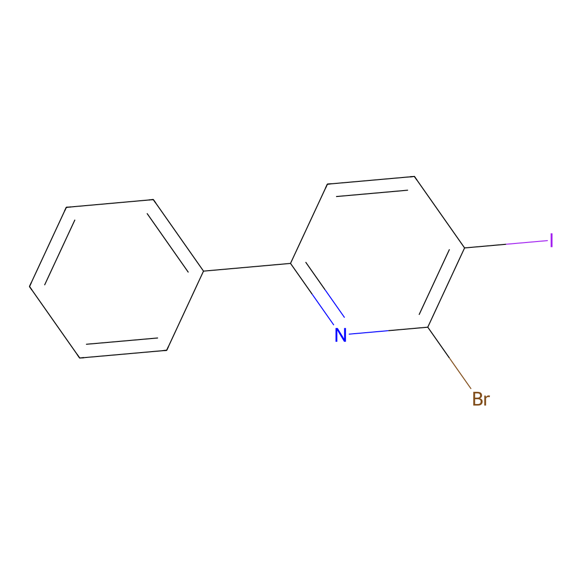 2-Bromo-3-iodo-6-phenylpyridine molecular structure, CAS 1478669-70-3