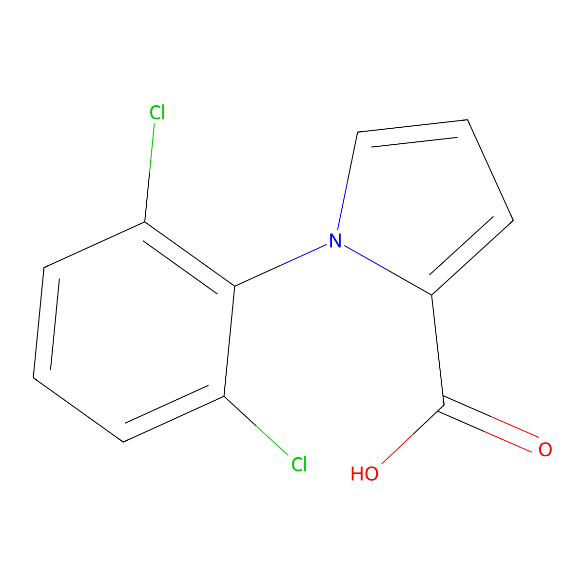 1-(2,6-dichlorophenyl)-1H-pyrrole-2-carboxylic acid molecular structure, CAS 1478682-01-7