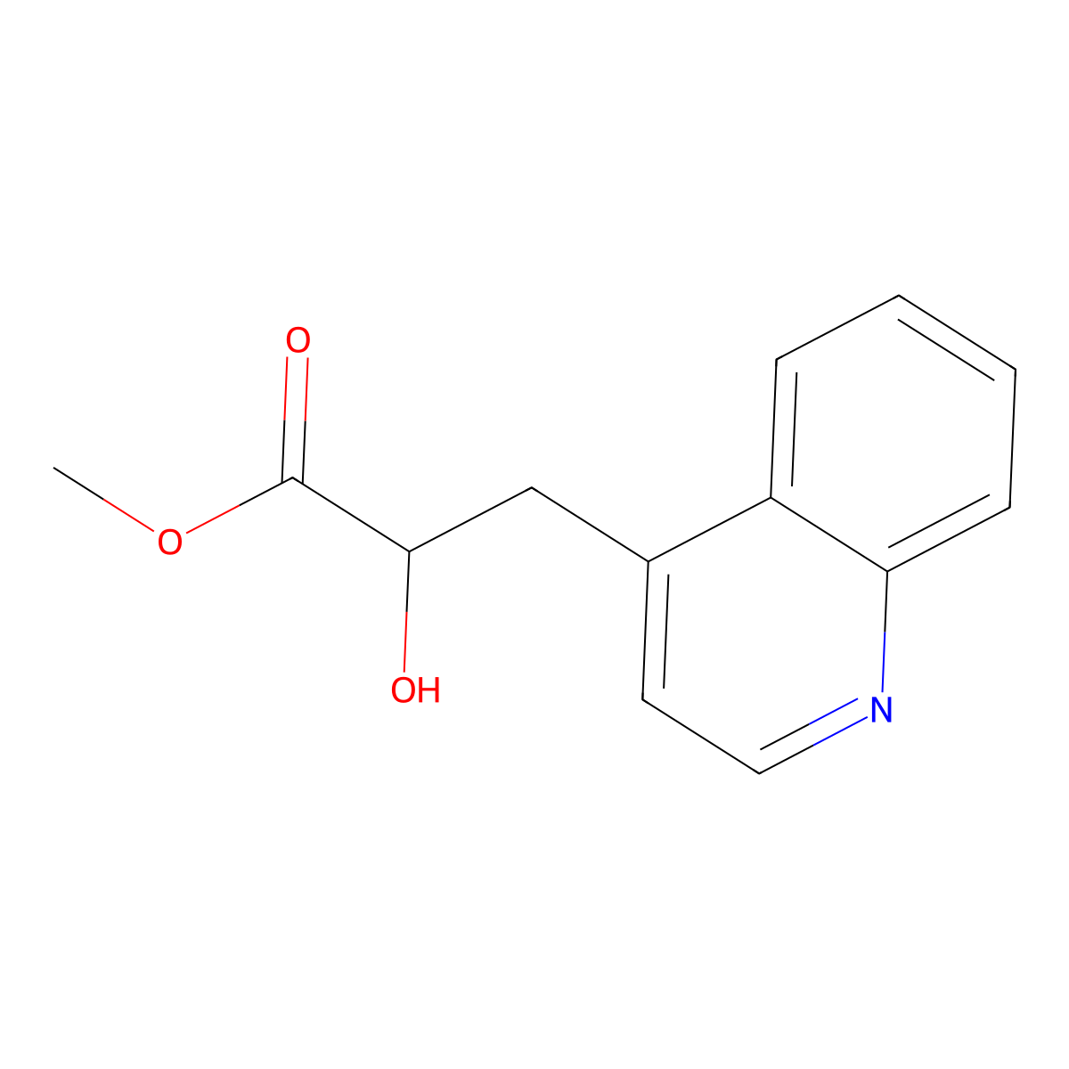 Methyl 2-hydroxy-3-(quinolin-4-yl)propanoate molecular structure, CAS 1478705-09-7