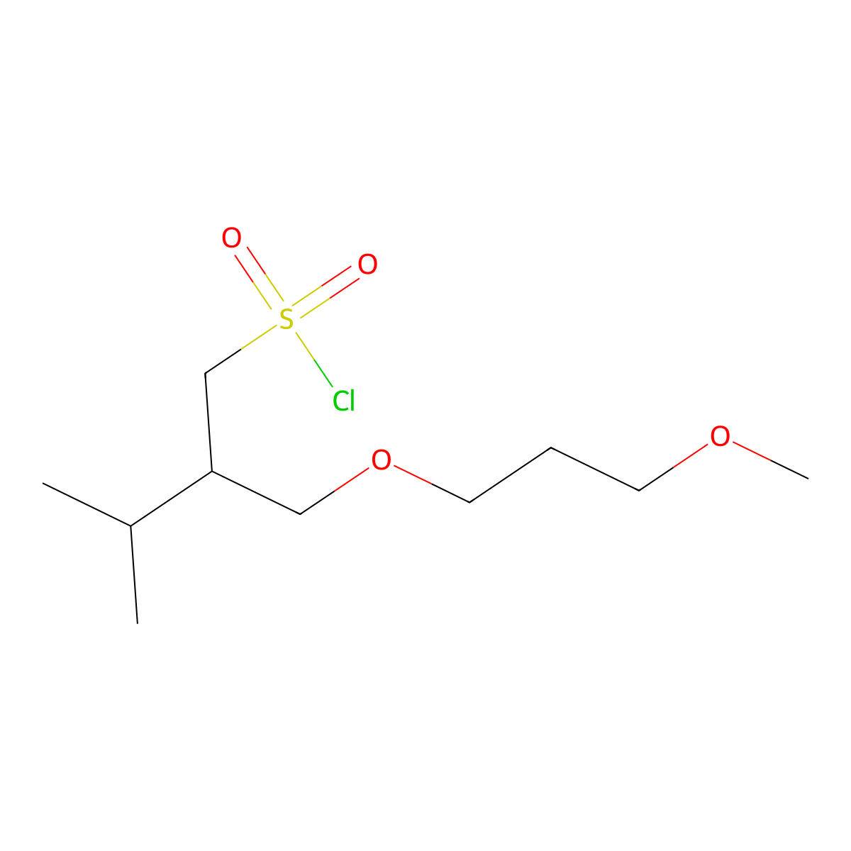 2-((3-Methoxypropoxy)methyl)-3-methylbutane-1-sulfonyl chloride molecular structure, CAS 1478708-93-8