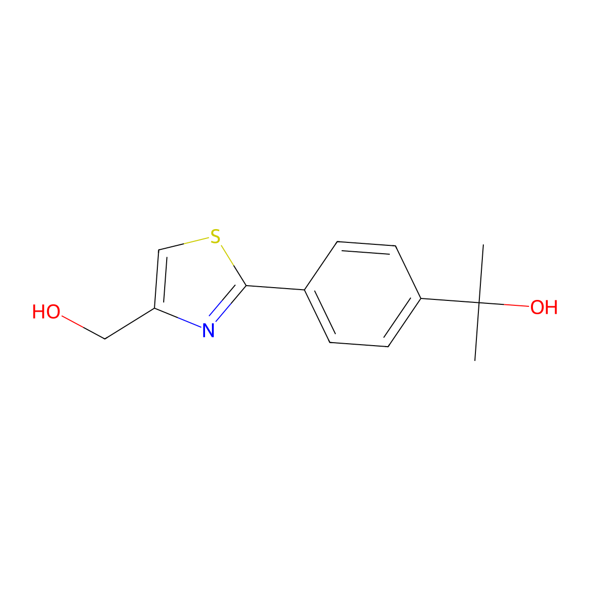 2-[4-[4-(Hydroxymethyl)-1,3-thiazol-2-yl]phenyl]propan-2-ol molecular structure, CAS 1478717-05-3