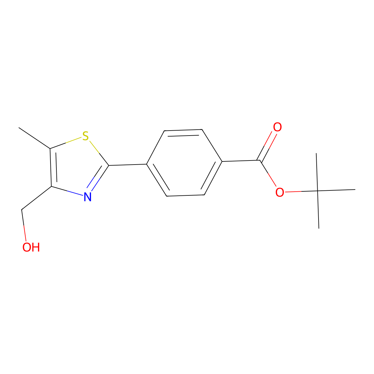 Tert-butyl 4-(4-(hydroxymethyl)-5-methylthiazol-2-yl)benzoate molecular structure, CAS 1478717-44-0