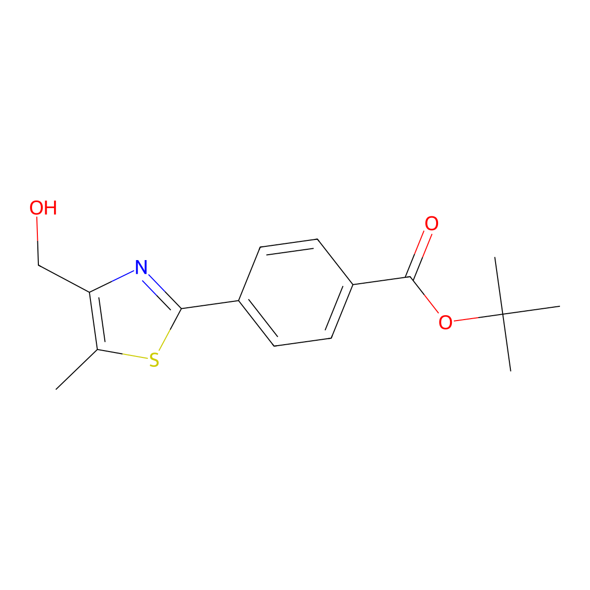 Tert-butyl 4-(4-(hydroxymethyl)-5-methylthiazol-2-yl)benzoate molecular structure, CAS 1478717-44-0