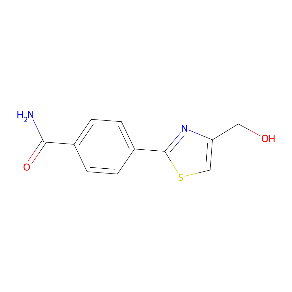 4-(4-(Hydroxymethyl)thiazol-2-yl)benzamide molecular structure, CAS 1478717-58-6
