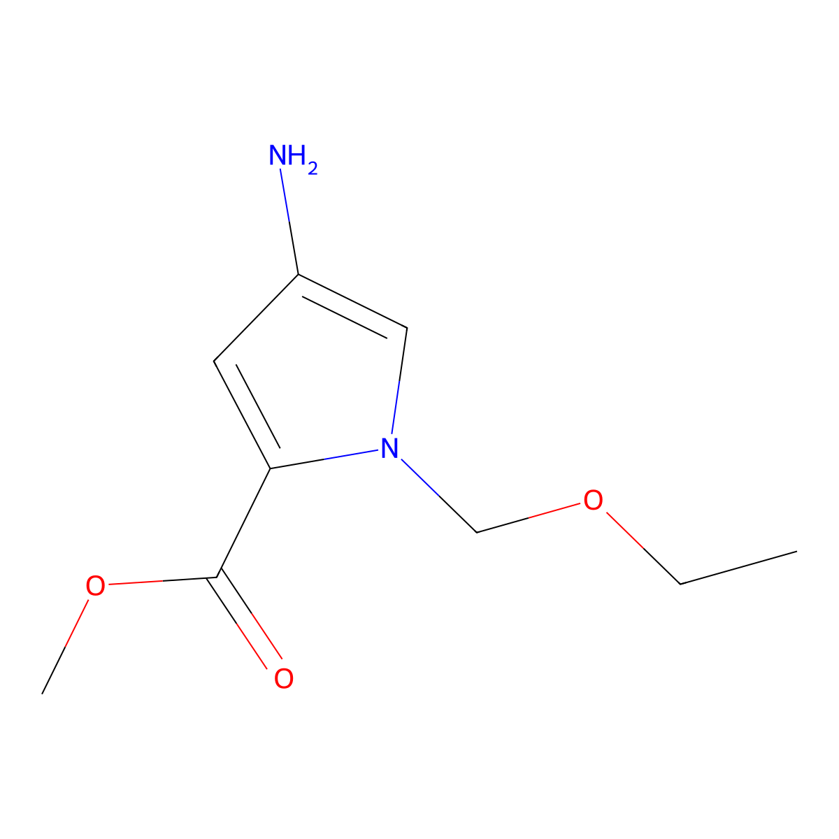 Methyl 4-amino-1-(ethoxymethyl)-1h-pyrrole-2-carboxylate molecular structure, CAS 1478728-60-7