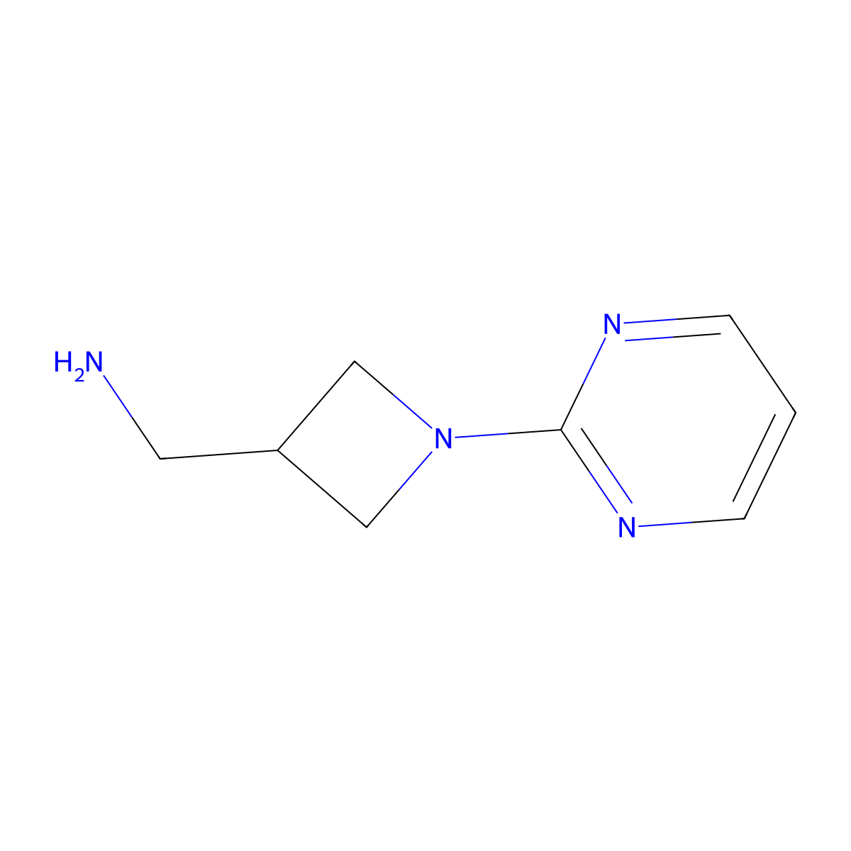 (1-(Pyrimidin-2-yl)azetidin-3-yl)methanamine molecular structure, CAS 1478735-68-0