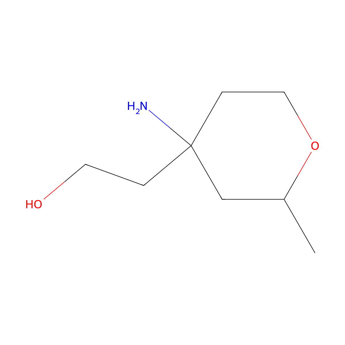 2-(4-Amino-2-methyloxan-4-YL)ethan-1-OL molecular structure, CAS 1478744-52-3