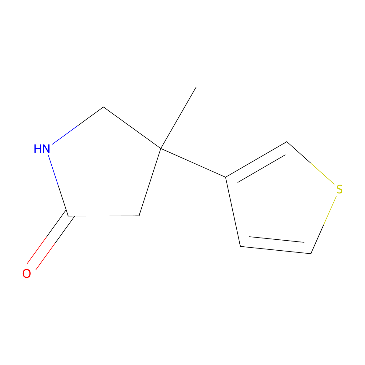 4-Methyl-4-(thiophen-3-yl)pyrrolidin-2-one molecular structure, CAS 1478775-00-6